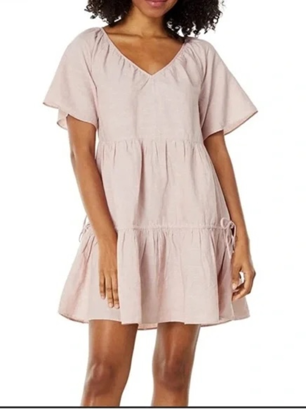 Madewell Blush Pink Linen-Blend Lorelei Mini Dress